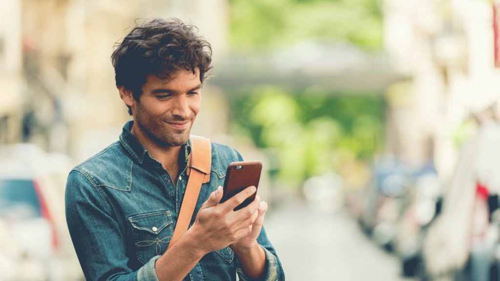 young man texting