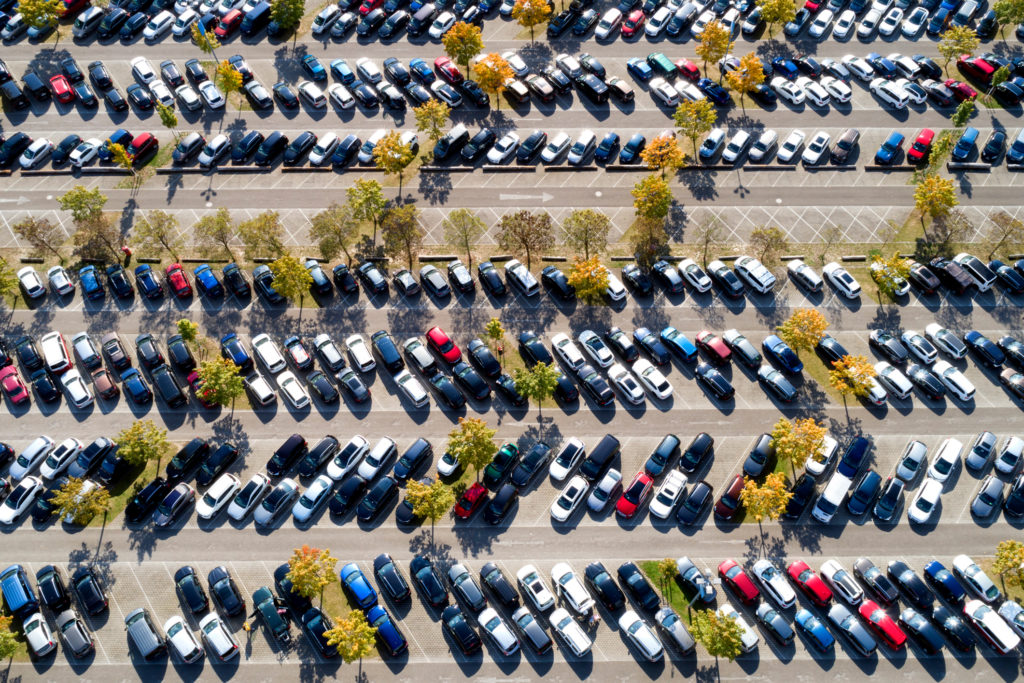 filled parking lot