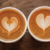 two lattes with hearts