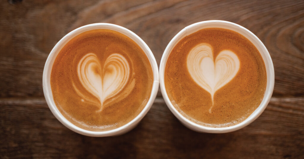 two lattes with hearts