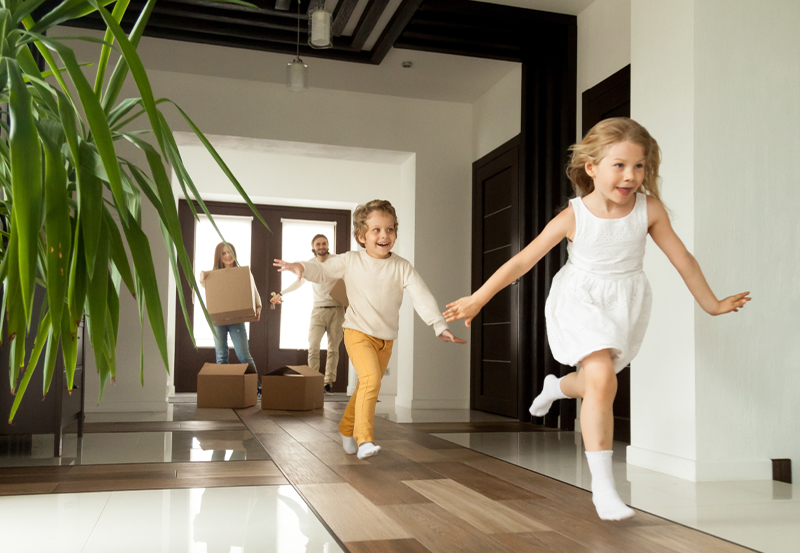Kids running in a home