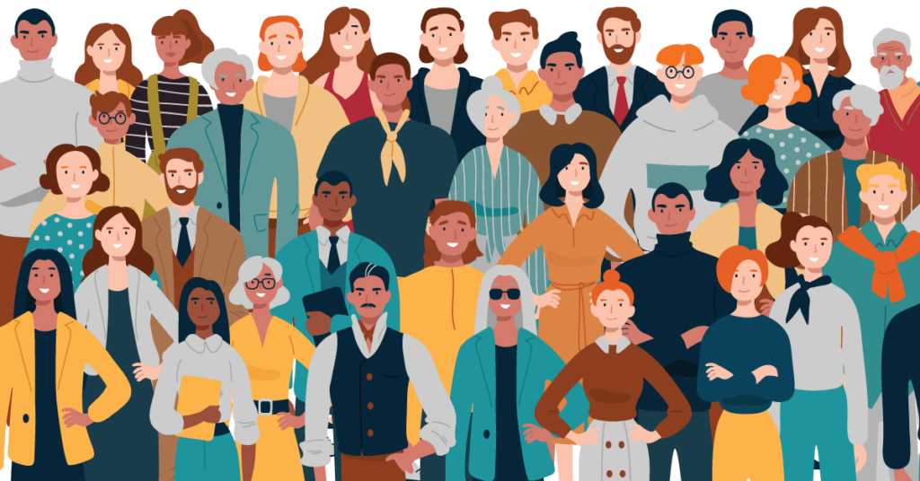Illustration of large group of people