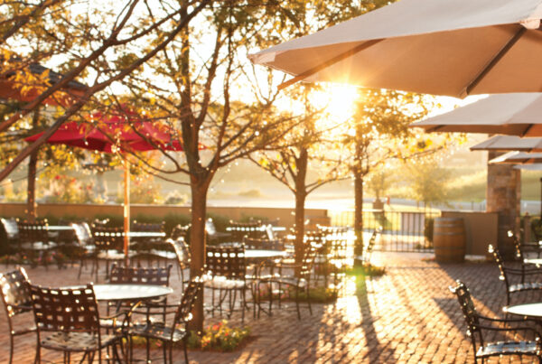 restaurant patio in spring