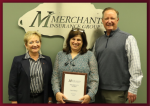 Christine Schmitt, Lisa Turner, and Charles Makey with 2020 President's Award plaque