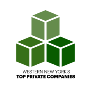 Western New York's Top Private Companies logo, three green boxes