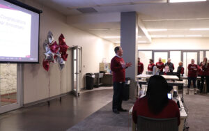 Charles Makey speaks at Merchants' 105th anniversary celebration