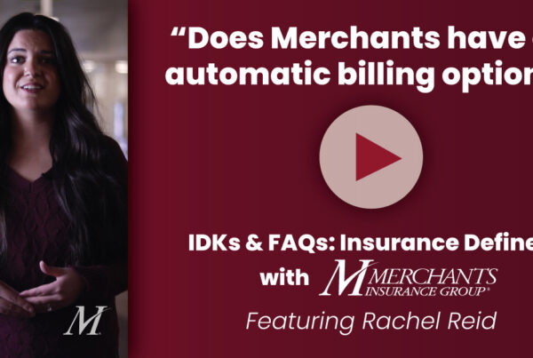 screenshot of episode where Rachel Reid explains Merchants' automatic billing option, EFT - text reads "does Merchants have an automatic billing option?"