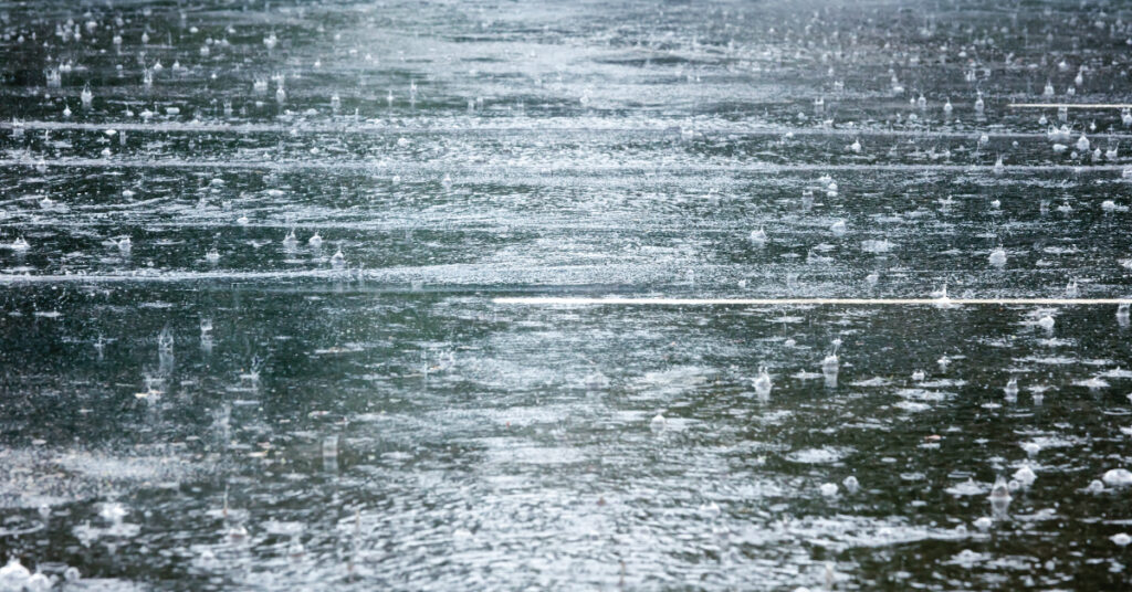 downpour on street during hurricane season