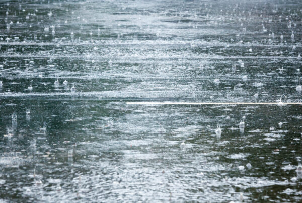 downpour on street during hurricane season
