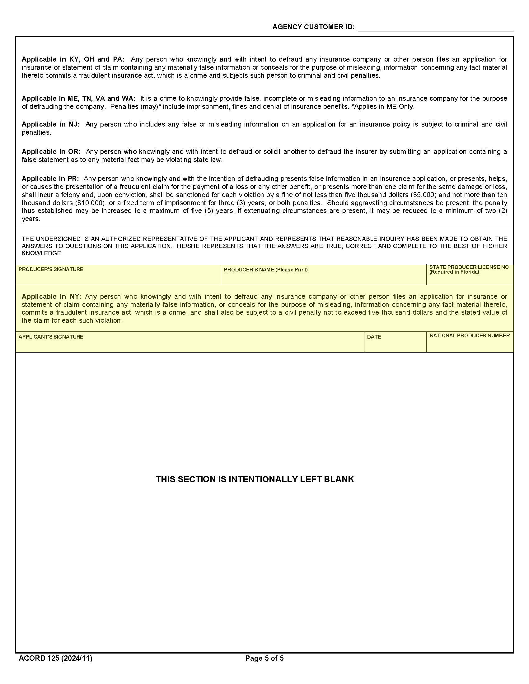 ACORD 125 Page 5