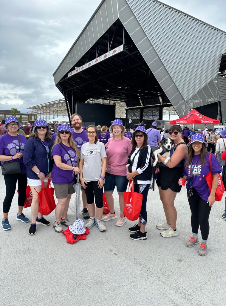 Group photo of Merchants Insurance Group team of colleagues at the 2024 Walk to End Alzheimer's