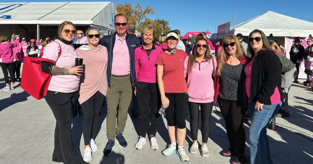 Group photo of team Merchants at the Making Strides Against Breast Cancer walk 2024