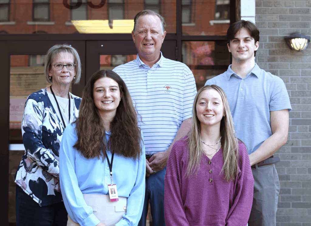Group photo of Merchants' 2025 summer interns (Danielle Day, Nathan Juman, and Kaitlyn Connors) with VP of Human Resources Kelly Julius and President and CEO Charles Makey