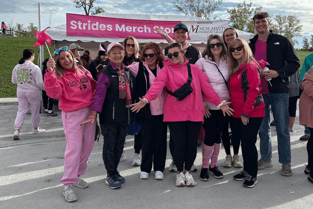 group photo of Merchants Insurance Group at the Making Strides Against Breast Cancer walk