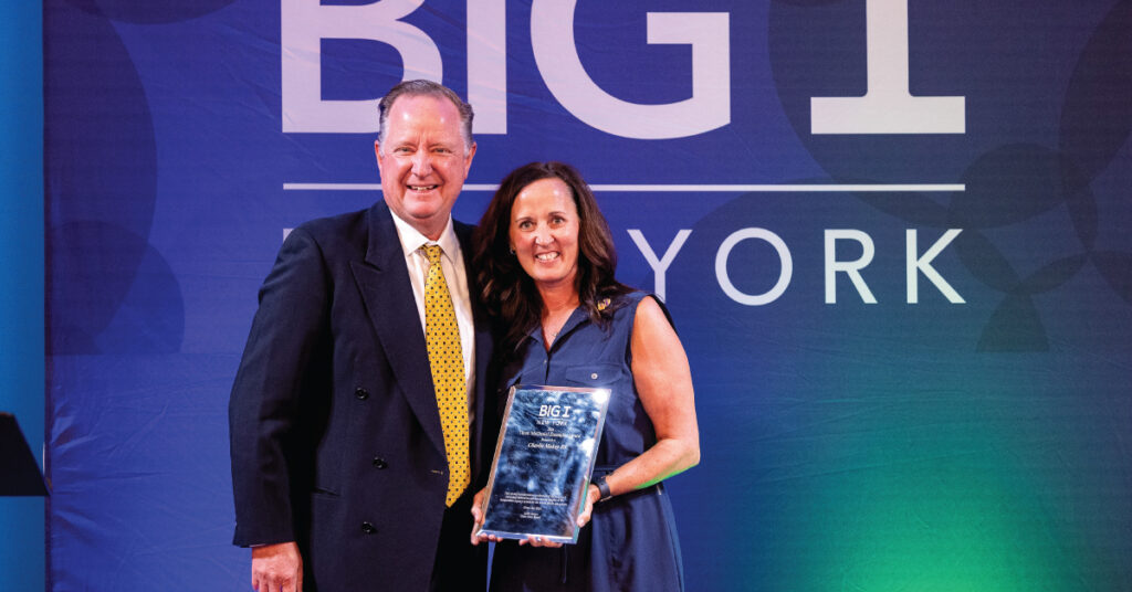 Charles Makey III, President & CEO of Merchants Insurance Group, receives Thom McDaniel Exemplar Award from Big I NY at GO BIG Event 2026