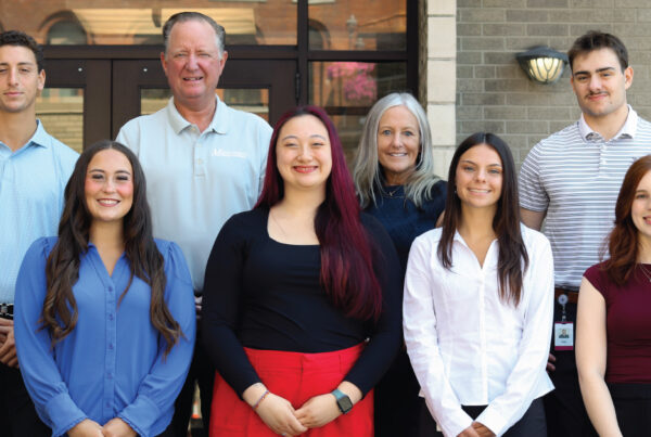 Merchants Insurance Group's 2026 summer interns with Charles Makey, President & CEO, and Laurie Brinkerhoff, Vice President, Human Resources